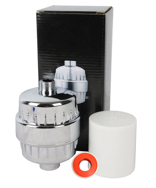 12 Stage Chrome Shower Filter Remove Chlorine Heavy Metals + Spare Filter - Water Filter Direct Australia