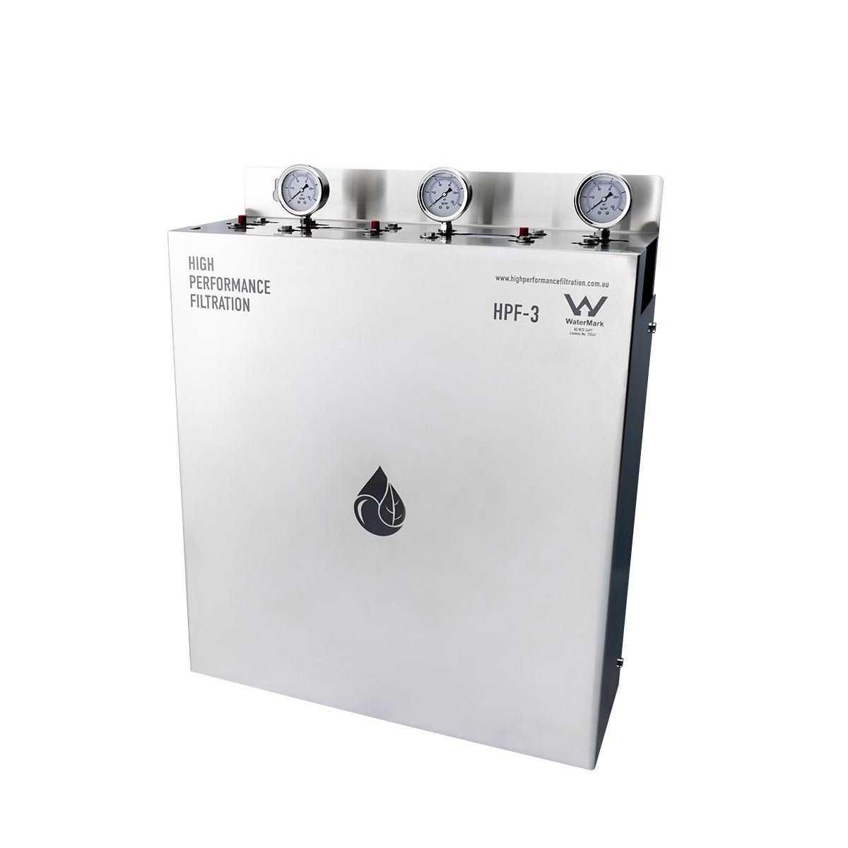 High Performance | Triple Whole House Water Filter System with Stainless Steel Enclosure (HPF-3) - Water Filter Direct Australia