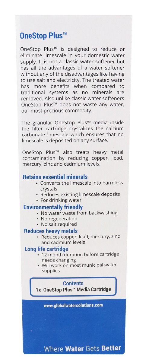 One Stop Plus™ Replacement Filter Cartridge 10" x 2.5" Water Softener - Eliminates Limescale - Water Filter Direct Australia
