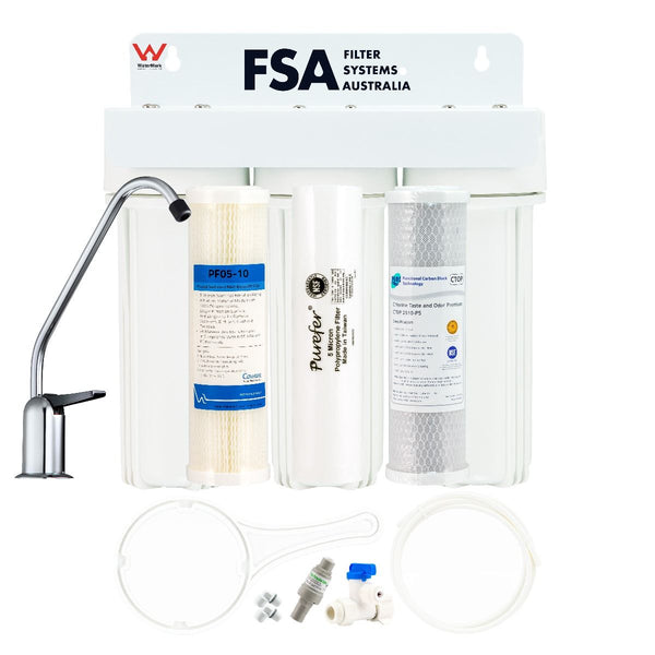 Triple Undersink Water Filter System | 5 to 0.5 Micron for Heavy Sediment - Water Filter Direct Australia